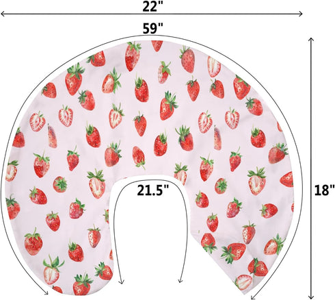 Summer Red Strawberries Baby Nursing Pillow Covers for Boy Girl Watercolor Strawberries Fruit Nursery Slipcovers