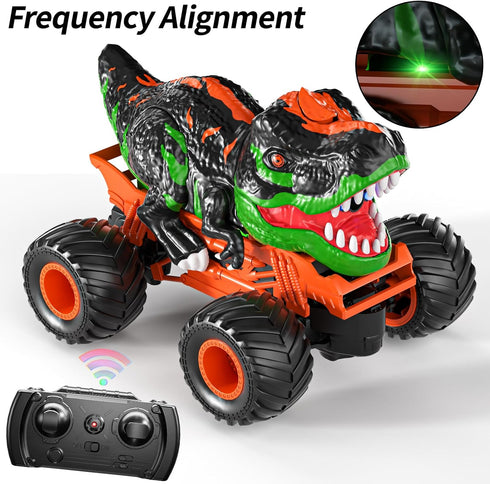 3-5 1:24 3+ TEMI Remote Control T-rex Truck for Kids Years, Scale Monster Truck with Roar, Light and Mist Spray, High