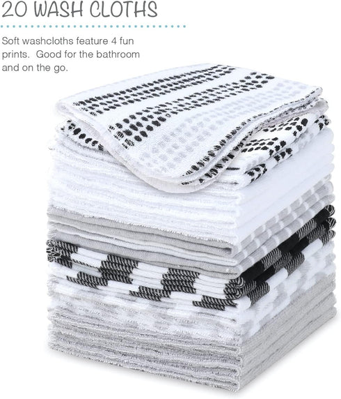 Set 23 Set The Peanutshell Hooded Bath Towel and Wash Cloth for Baby Boys or Girls - Piece Unisex - Black Plaid