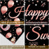 16th Birthday Decorations, Rose Gold Happy Sweet Sixteen Banner Party Supplies for Girl's 16 Year Old