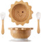 Bamboo Suction Bowl for Baby, Kid, Toddler, Spoon Fork Set, Removable Silicone Suction, All-Natural Feeding Set
