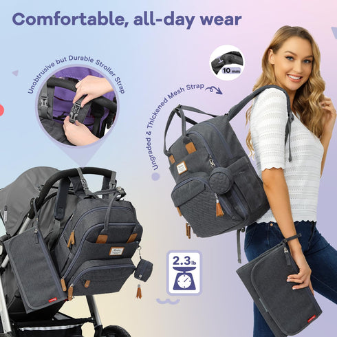 Backpack, Pack Pack, RUVALINO Diaper Bag Multifunction Travel Maternity Baby Changing Bags, Large Capacity, Waterproof