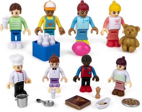 8 Toy Figures & Playsets, 2 Inch Play Peoples Set, Early Development Family Figurines for Kids 3+