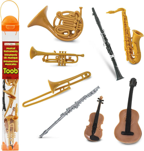 Safari Ltd Musical Instruments TOOB - Figurines: Trombone, Flute, Saxophone, Guitar, Violin,
