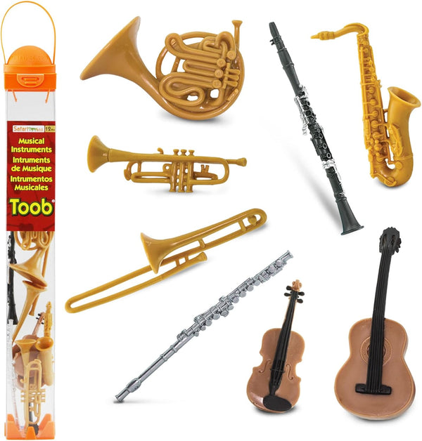 Safari Ltd Musical Instruments TOOB - Figurines: Trombone, Flute, Saxophone, Guitar, Violin,