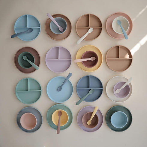 Silicone Suction Plate mushie | BPA-Free Non-Slip Design (Cambridge Blue)