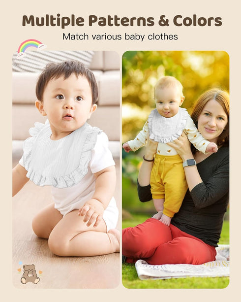 8-Pack Lictin Muslin Baby Bibs - Bandana Drooling and Teething Bibs, Unisex Cotton