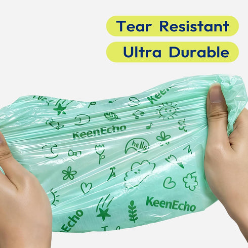 100 Count (4 Disposable Diaper Bags with Handles Rolls), Leak-Proof Diaper Trash Bags & Sacks or Pet Waste Bag, Ocean