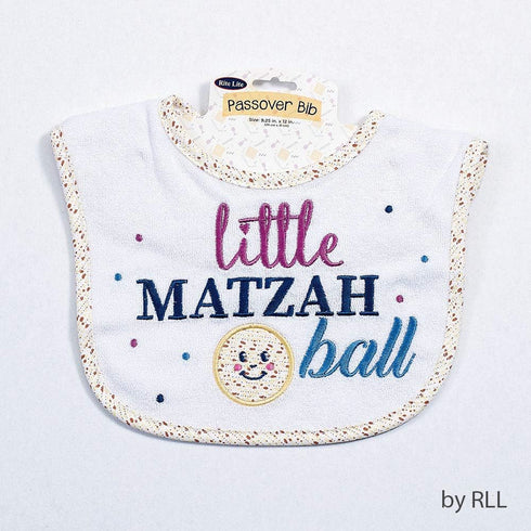 Rite Lite Adorable Little Matzah Ball Embroidered Bib, Stylish Passover Bib for Newborns