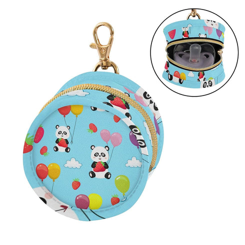 Pandas Round Pacifier Storage Case with Zipper, Portable Pacifier Case for Travel, Diaper Bag & Purse, Pacifier