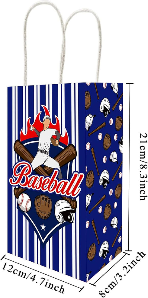 chiazllta 12 Pcs Baseball Party Treat Bags, Kids Boys Girls Gift Candy Goodie Snack Favor Bags for Sports Game