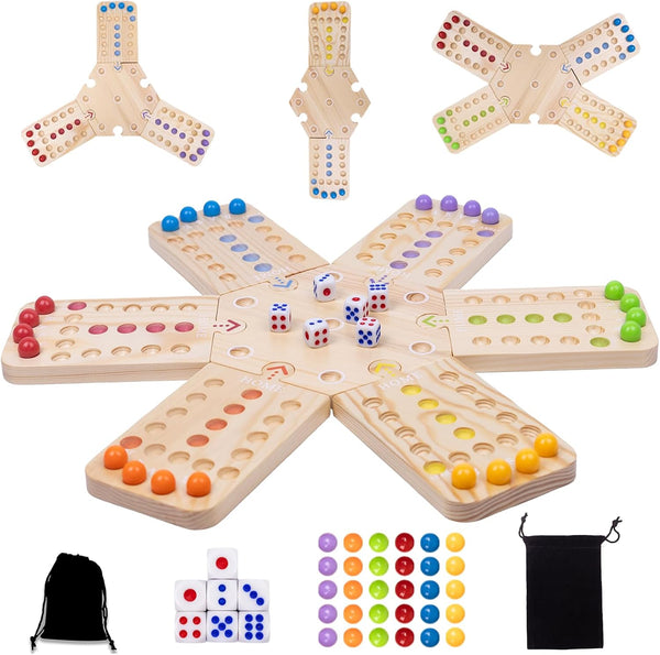 WodGod Original Marble Board Game Set, Portable Wooden Tabletop Game with 30
