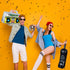 Gejoy 2 Pieces Inflatable Radio Boombox Mobile Phone Props for 80s 90s Hip Hop Theme Party Decorations