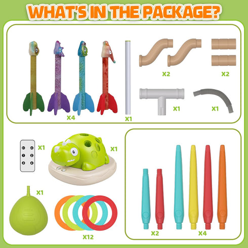 3 1 3-8 4-6,Active Aliex in Dinosaur Musical Jumping, Toss Ring and Stomping Launch Rocket Launcher, Indoor & Outdoor