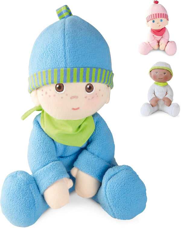 HABA Snug-Up Soft Plush Luis First Baby Doll, 8" - Perfect Newborn and Infant Toy, Small Machine-Washable