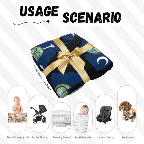 EWRFSG Set Flag Map of South Carolina Baby Newborn Receiving Blanket with Matching Headband and Beanie Nursery Swaddle