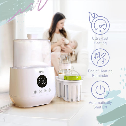 Double Bottle Warmer and Sterilizer, Baby Bottle Warmer for Breastmilk and Formula, Fast Heating with Adjustable Timer