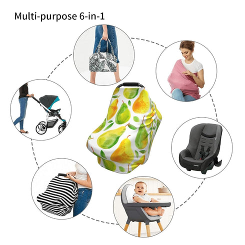 Schgap Pears Leaves Car Seat Cover for Babies Nursing Cover Breastfeeding Baby Carrier Covers Carseat Canopy for Shower