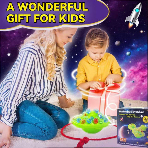 A V 60 14 8+ Marble Balance Board Game Colorful Glass Marbles with Storage Base | Exciting Family & Party Board Game