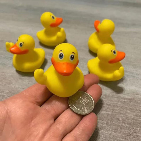 2Pcs Yellow Rubber Ducks Decor - 2.28" Finger Rubber Duck, Cute Small Rubber Ducks for Car Dashboard Decorations