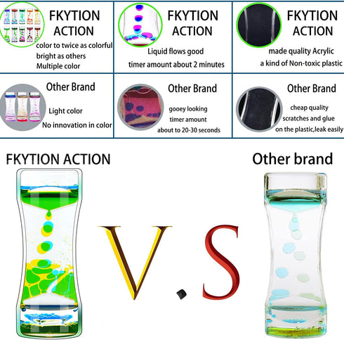 FKYTION Pack 10 (10 Pack, Liquid Motion Bubbler Timer of Great Desktop Colorful Hourglass Liquid Bubbler Small Calming