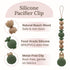 100% Silicone Pacifier Clip Metal-Free, Rust-Free, Food-Grade Silicone and Natural Beech Wood, Secure Pacifier Holder