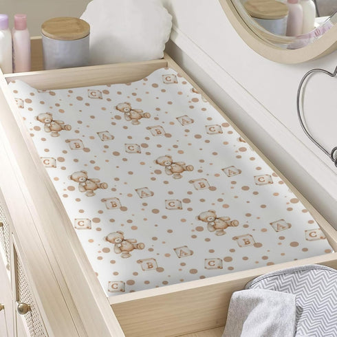 KuphiL10C Girls-16x32 Cartoon Cute Forest Bears Pattern Baby Changing Pad Cover, Unisex Bear Nursery Diaper Changing