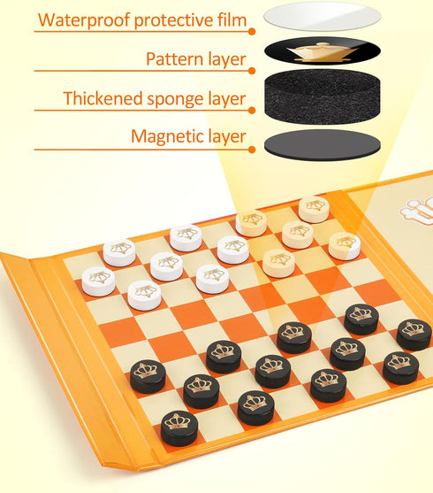 3 1 Set, Coogam Magnetic Travel Chess Board Game, in Tic-Tac-Toe Checkers Indoor Outdoor Activity Travel Toy Gift