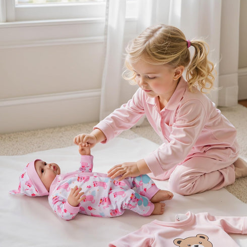 2 17-22 Inch Set BABESIDE Pcs Reborn Babys Doll Clothes for Baby Dolls, Pink Cat Pattern Reborn Baby Dolls Accessories