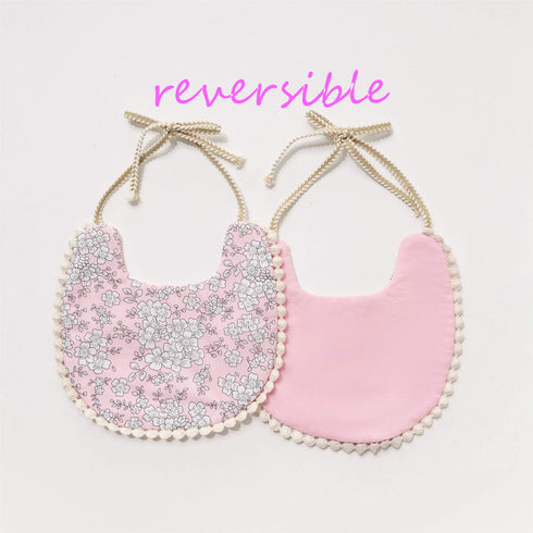 GZMM Baby Bib for Girls, 3 Pack Reversible Waterproof Handmade Natural Cotton Drool Bib 0-12 Months