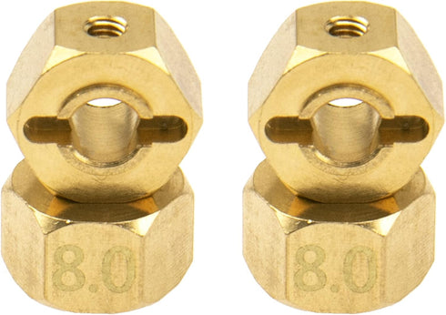 Brass 12mm Wheel Drive Hex Hub Adapter with Pins, Counterweight Compatible with Axial SCX10 90046, Tamiya CC01, D90,
