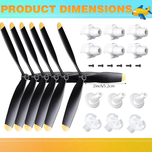 Outus 6 Sets 3 F4u 761-8 761-9 761-16 T28 P47 Adapters(400mm) Plane Propeller Blade Compatible with Rc Fighter Remote