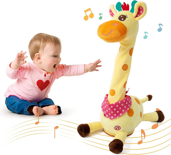 Dancing Giraffe Musical Toys, Recording and Repeating Plush Baby Toy for 6-12 Months, Singing Talking Developmental Toy