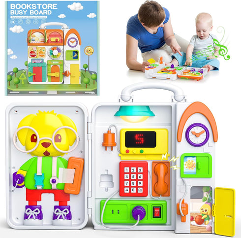 Busy Board Montessori Toys for 1+ Year Old, Sensory Educational Travel Toys for Toddlers 1-3 Year Old