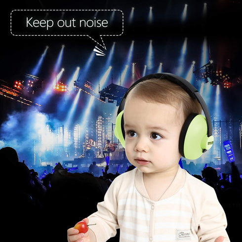 Baby Ear Protection Noise Cancelling Headphones for Ages 3 Months to 3 Years (Green)
