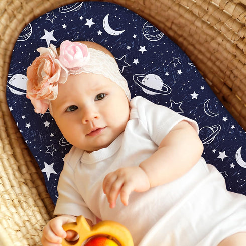 Set 3 Pack Unnivoll Baby Bassinet Sheets Girl Boy, Fitted Bassinet Sheet Bassinet Mattress Sheets Universal Fit