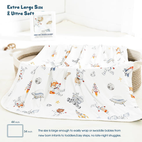 2 Pack, 34 44 GRSSDER Reversible Baby Swaddle Blankets Super Soft Jersey Knit Baby Quilt Blanket for Baby Boys