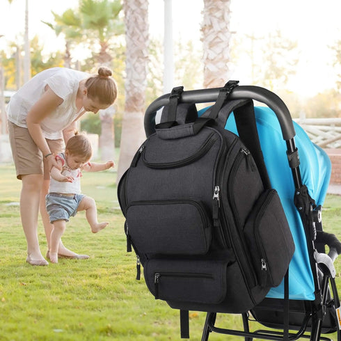 Backpack, 2 Backpack Mancro Diaper Bag Multifunctional Dad Diaper Bag with Side Insulated Pockets, Travel Water