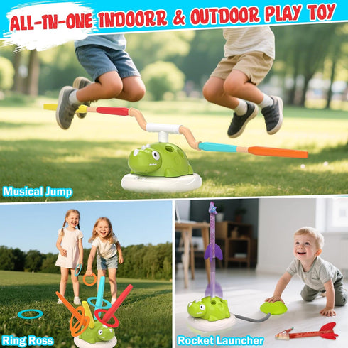 Kslavagcnt 3 1 4-8 Indoor Outdoor Games for Kids, in Musical Jump, Ring Toss Game & Stomping Rocket Launcher for Kids