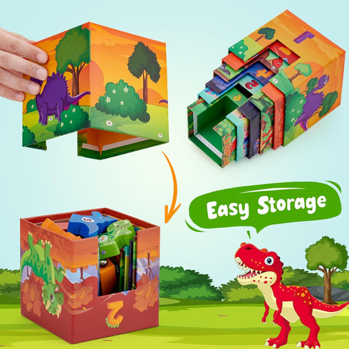 Set, 1 2 3 Atoylink Toddler Dinosaur Sorting and Stacking Toys with Magnetic Wooden Dinosaur Train Baby Number Blocks