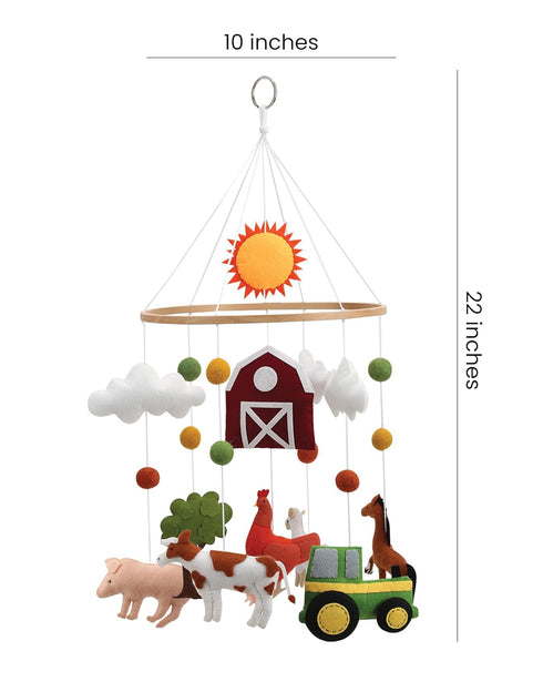 Farm Animal Mobile for Crib - A Colorful Baby Farm Mobile with Animals and barn