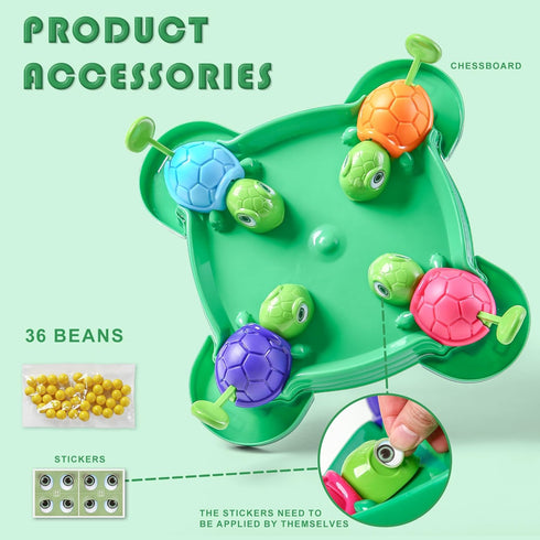 AIUAZA 2-4 (36beans) Hungry Turtle Chess Board Game, Hungry Box Game, Turtle Eating Beans Chessboard Game, Party