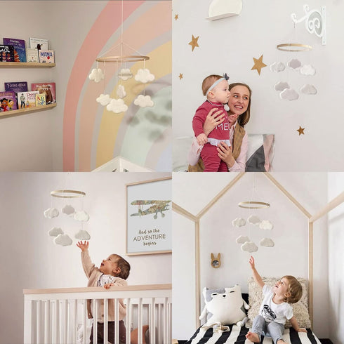 Pack Baby Mobile for Crib - Boho Crib Mobile - Felt Cloud Mobile - Gender Neutral Baby Mobile - Boho Nursery Decor