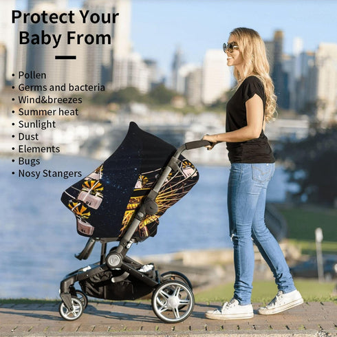 Schgap Ferris Wheel Car Seat Cover for Babies Nursing Cover Breastfeeding Baby Carrier Covers Carseat Canopy for Shower
