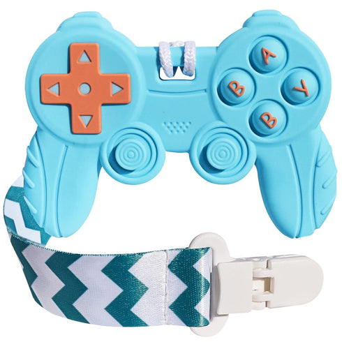 Baby Video Game Controller Teether Toy, Funny Baby Teething Toys for Babies, Gamer Controller, Blue