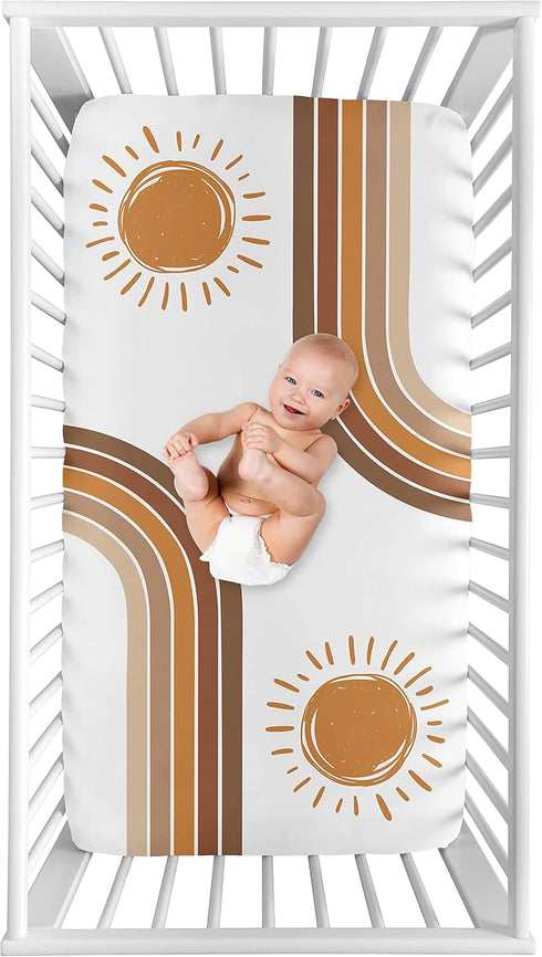 Sweet Jojo Designs Rainbow Vintage Boho Sun Boy Girl Fitted Crib Sheet