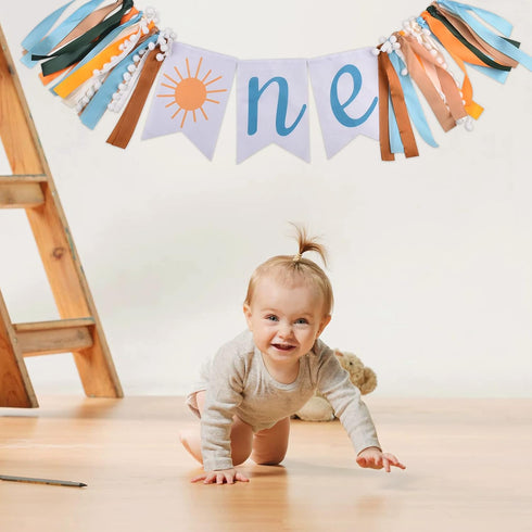 1st High Chair Banner Happy Birthday Banner Boy, First Birthday Sun Highchair Banners Decorations, You Are My Sunshine