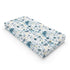 Watercolor Crane Blue Flowers Changing Pad Covers, Birds Boho Retro Floral, Soft Breathable Stretch Baby Mats 32''x16''