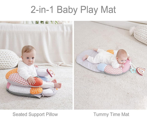 2-in-1 Tummy Tummy MIIMER Time Baby Mat & Seated Support Pillow, Time Cushion with Detachable Support Prop and Toys