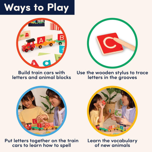 Set 84 Battat Education Wooden Alphabet Train ABC Letter Train Toy with Pieces for Toddlers Educational Color & Shape